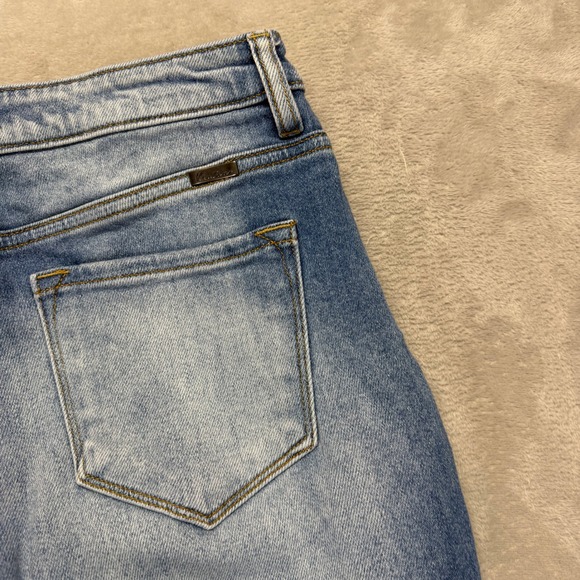 KanCan Jeans Women's 9/28 Milan High Rise Mom Distressed Faded Medium Blue Denim - Picture 9 of 13